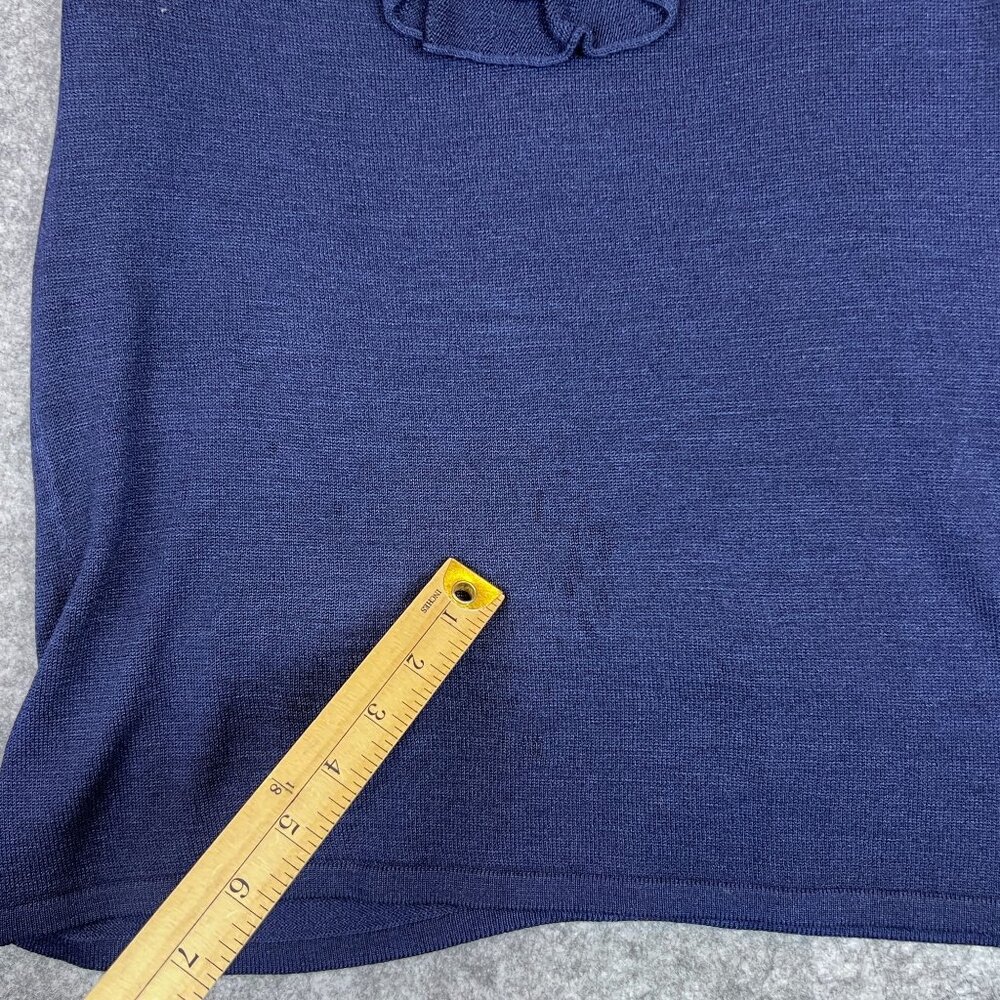 Ralph Lauren Womens Large Navy Ruffle V-Neck 100% Silk Preppy Classic Tank Top - Picture 11 of 11